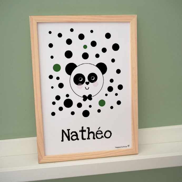 affiche poster cadre personnalisé enfant prénom chambre koala vert nathéo