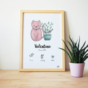affiche naissance personnalisée aquarelle