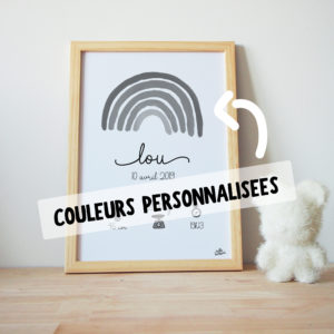 affiche naissance arc en ciel couleurs personnalisées