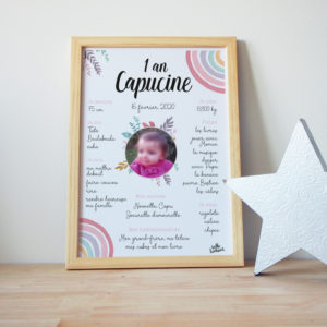 affiche personnalisée bapteme anniversaire arc-en-ciel