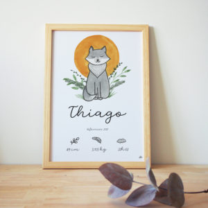 affiche naissance aquarelle personnalisée infos naissance prénom date taille poids heure cadeau bébé original hello bonheur