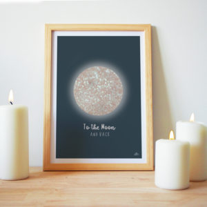 affiche lune paillette déco bohème
