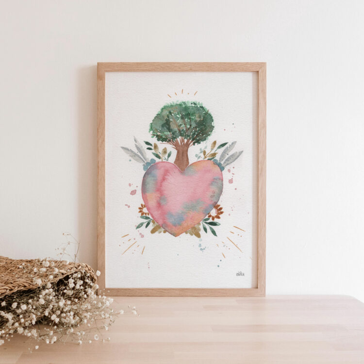 ornement ex-voto mural aquarelle affiche amour nature