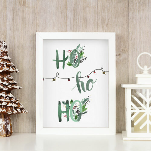 Affiche Aquarelle de Noël- Ho HO Ho